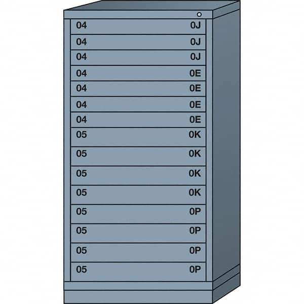 Lyon - 15 Drawer, Standard Eye-Level - Multiple Drawer Access Cabinet - Steel, 30" Wide x 28-1/4" Deep x 59-1/4" High, Dove Gray - Benchmark Tooling