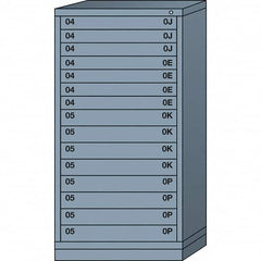 Lyon - 15 Drawer, Standard Eye-Level - Multiple Drawer Access Cabinet - Steel, 30" Wide x 28-1/4" Deep x 59-1/4" High, Dove Gray - Benchmark Tooling