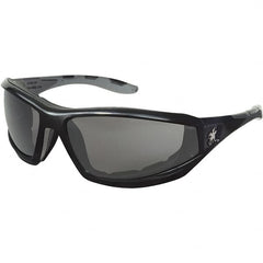 MCR Safety - Gray Lenses, Framed Safety Glasses - Anti-Fog, Scratch Resistant, Black Polycarbonate Frame, Size Universal, Wrap Around - Benchmark Tooling