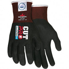 MCR Safety - Size L, ANSI Cut Lvl A4, Nitrile Coated Dyneema or Dyneema Alternative Cut Resistant Gloves - Palm & Fingers Coated, Dyneema Lining, Knit Wrist, Black, Paired - Benchmark Tooling