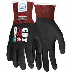 MCR Safety - Size L, ANSI Cut Lvl A4, Nitrile Coated Dyneema or Dyneema Alternative Cut Resistant Gloves - Palm & Fingers Coated, Dyneema Lining, Knit Wrist, Black, Paired - Benchmark Tooling