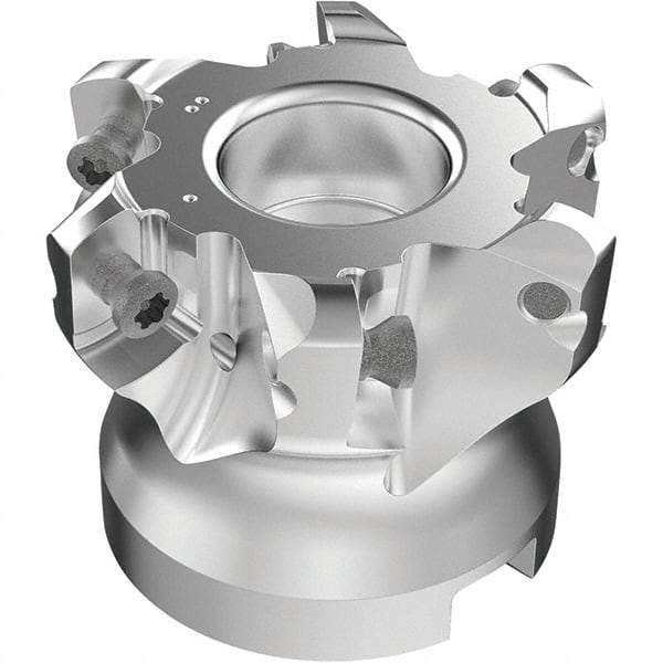 Seco - 6 Inserts, 50mm Cutter Diam, 1.8mm Max Depth of Cut, Indexable High-Feed Face Mill - 22mm Arbor Hole Diam, 0.4094" Keyway Width, 40mm High, R220.21-LP09 Toolholder, LPKT09 Inserts, Series High Feed - Benchmark Tooling