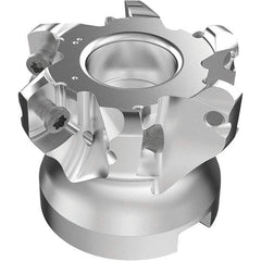 Seco - 6 Inserts, 50mm Cutter Diam, 1.8mm Max Depth of Cut, Indexable High-Feed Face Mill - 22mm Arbor Hole Diam, 0.4094" Keyway Width, 40mm High, R220.21-LP09 Toolholder, LPKT09 Inserts, Series High Feed - Benchmark Tooling