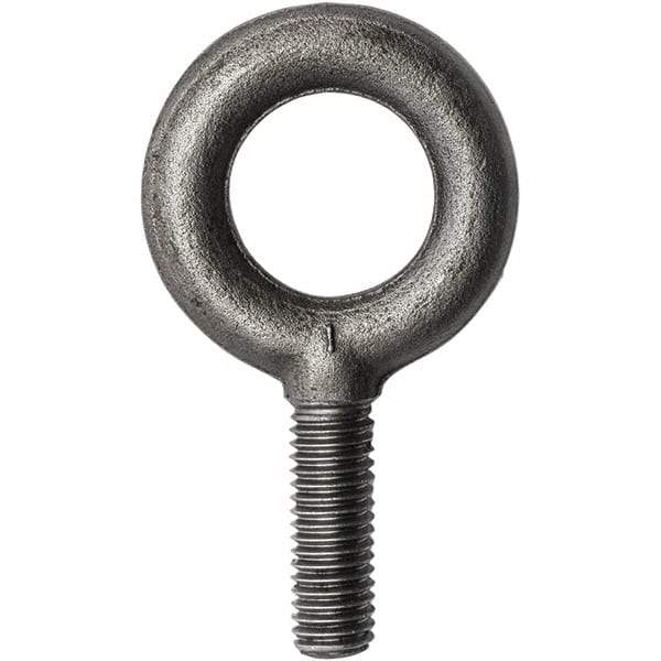 Campbell - 500 Lb Capacity, Forged Steel, 1/4-20 Thread, Fixed Lifting Eye Bolt - Fully Threaded, 1" Shank, 1" Thread Length, Shoulder - Benchmark Tooling