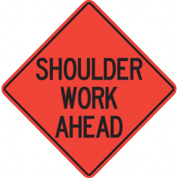 PRO-SAFE - "Shoulder Work Ahead," 48" Wide x 48" High Vinyl Traffic Control Sign - Benchmark Tooling