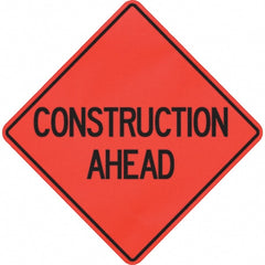 PRO-SAFE - "Construction Ahead," 48" Wide x 48" High Vinyl Traffic Control Sign - Benchmark Tooling