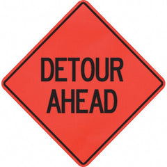 PRO-SAFE - "Detour Ahead," 48" Wide x 48" High Vinyl Traffic Control Sign - Benchmark Tooling