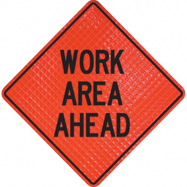 PRO-SAFE - "Work Area Ahead," 36" Wide x 36" High Vinyl Traffic Control Sign - Benchmark Tooling