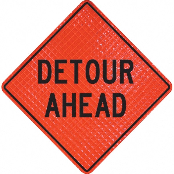 PRO-SAFE - "Detour Ahead," 36" Wide x 36" High Vinyl Traffic Control Sign - Benchmark Tooling