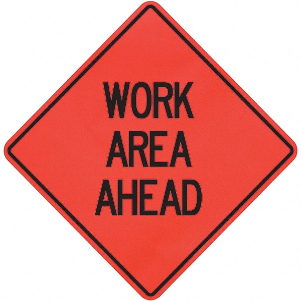 PRO-SAFE - "Work Area Ahead," 36" Wide x 36" High Vinyl Traffic Control Sign - Benchmark Tooling