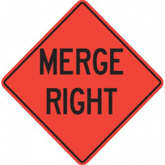 PRO-SAFE - "Merge Right," 36" Wide x 36" High Vinyl Traffic Control Sign - Benchmark Tooling