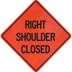 PRO-SAFE - "Right Shoulder Closed," 48" Wide x 48" High Vinyl Traffic Control Sign - Benchmark Tooling