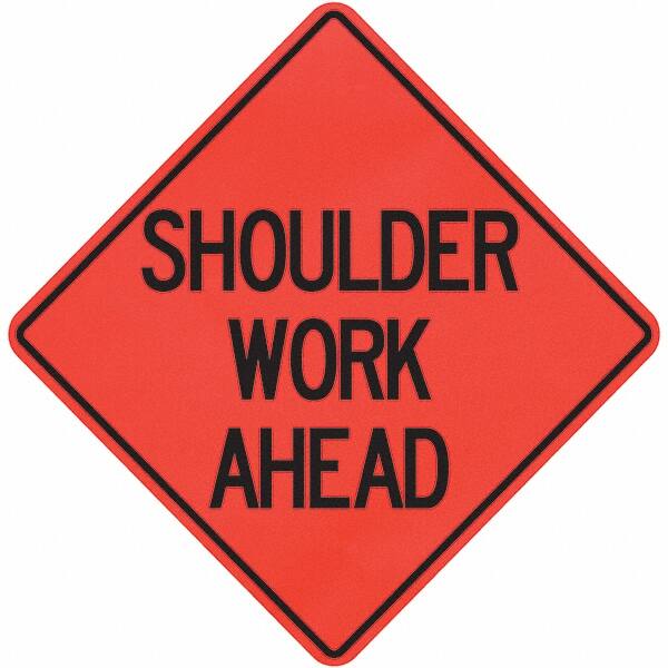 PRO-SAFE - "Shoulder Work Ahead," 36" Wide x 36" High Vinyl Traffic Control Sign - Benchmark Tooling