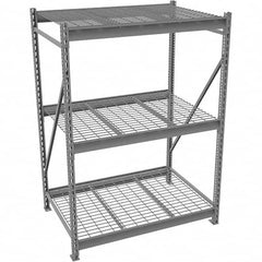 Tennsco - 3 Shelf Starter Wire Deck Open Steel Shelving - 48" Wide x 96" High x 36" Deep, Medium Gray - Benchmark Tooling