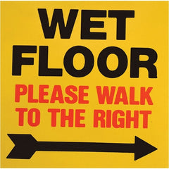 PRO-SAFE - Wet Floor Walk To The Right, 8" Wide x 8" High, Polypropylene Square Floor Sign - Benchmark Tooling
