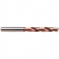 Emuge - 12.6mm 140° Solid Carbide Jobber Drill - AlCrN Finish, Right Hand Cut, Spiral Flute, Cylindrical Shank, 124mm OAL, Four Facet Point - Benchmark Tooling