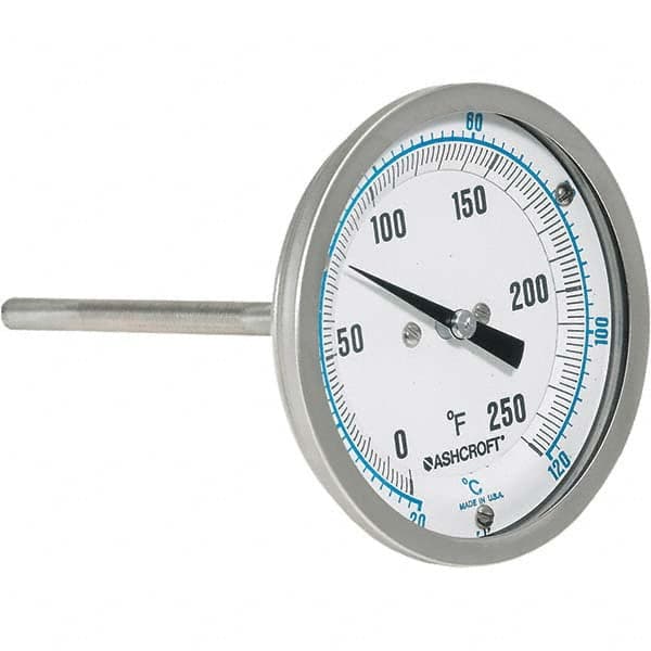 Ashcroft - 6" Stem, 0 to 250° F Bi-Metal Thermometer - Benchmark Tooling