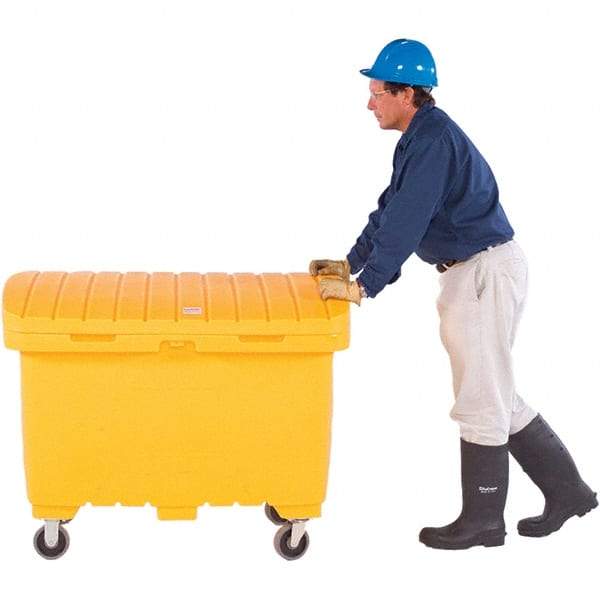 UltraTech - 15 Cu Ft, 350 Lb Load Capacity Safety Orange Polyethylene Tote Container - 48" Long x 31" Wide x 41.8" High, Lid Included - Benchmark Tooling