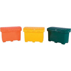 UltraTech - 15 Cu Ft, 350 Lb Load Capacity Safety Orange Polyethylene Tote Container - 48" Long x 31" Wide x 41.8" High, Lid Included - Benchmark Tooling