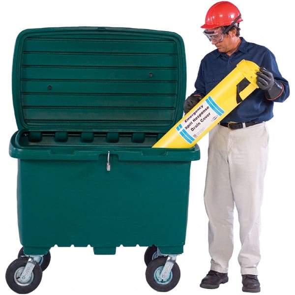 UltraTech - 15 Cu Ft, 350 Lb Load Capacity Green Polyethylene Tote Container - 48" Long x 31" Wide x 41.8" High, Lid Included - Benchmark Tooling