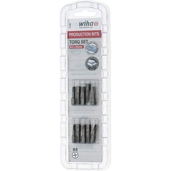 Wiha - 1/4" Drive, #4 Torq-Set Screwdriver Bit - 1" OAL - Benchmark Tooling