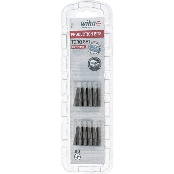 Wiha - 1/4" Drive, #0 Torq-Set Screwdriver Bit - 1" OAL - Benchmark Tooling