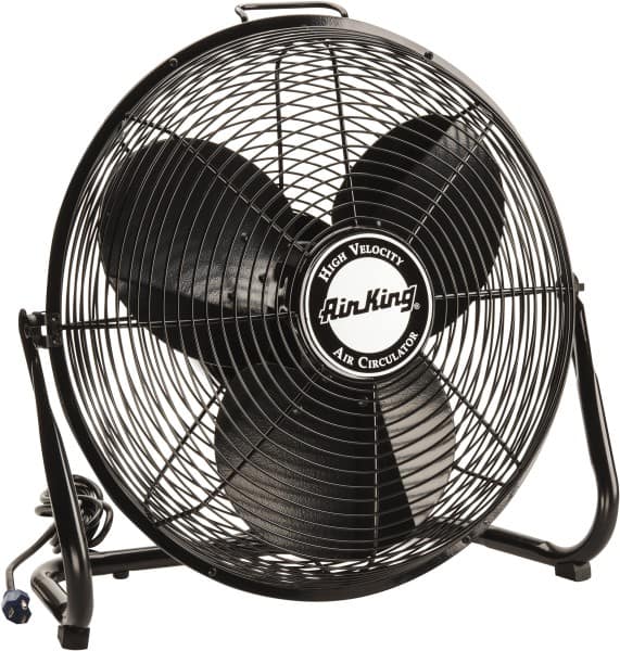 Air King - 18" Blade, 1/6 hp, 1,925, 2,575 & 3,400 CFM, Low Floor Stand Industrial Circulation Fan - Floor Stand, 110 Volts, 0.95/1.65 Amps, 3 Speed - Benchmark Tooling