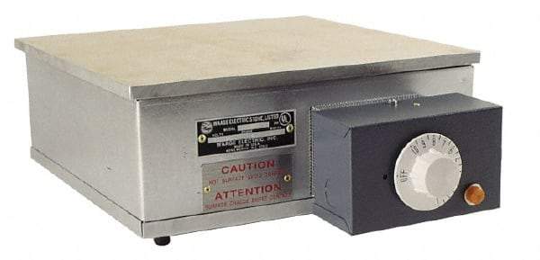 WAAGE - 12" Long x 12 Wide x 6" High, 230 Volt Hot Plate - 300 to 700°F, 1 Burner, 1600 Watt, 7 Amps - Benchmark Tooling