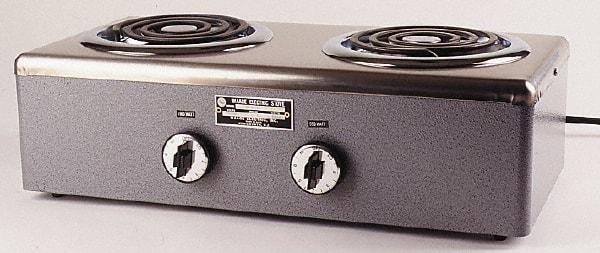 WAAGE - 20" Long x 10 Wide x 7" High, 230 Volt Hot Plate - 2 Burner, 1600 Watt, 7 Amps - Benchmark Tooling