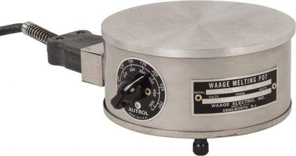 WAAGE - 4" High, 115 Volt Hot Plate - 150 to 550°F, 1 Burner, 600 Watt, 6" Diam, 6 Amps - Benchmark Tooling