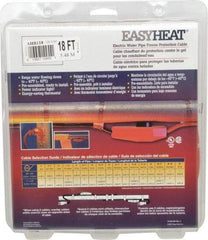 EasyHeat - 18' Long, Preassembled, Fixed Length, Fixed Wattage, Protection Heat Cable - 120 Input Volts, 126 Watts - Benchmark Tooling