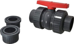 Simtech - 3" Pipe, Full Port, PVC True Union Design Ball Valve - Inline - Two Way Flow, FNPT x FNPT Ends, Tee Handle, 150 WOG - Benchmark Tooling