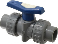 Simtech - 1/2" Pipe, Full Port, CPVC True Union Design Ball Valve - Inline - Two Way Flow, FNPT x FNPT (with Socket Adapter) Ends, Tee Handle, 232 WOG - Benchmark Tooling