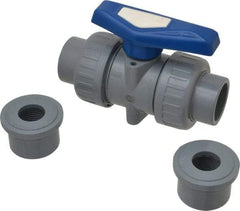 Simtech - 1" Pipe, Full Port, CPVC True Union Design Ball Valve - Inline - Two Way Flow, FNPT x FNPT (with Socket Adapter) Ends, Tee Handle, 232 WOG - Benchmark Tooling