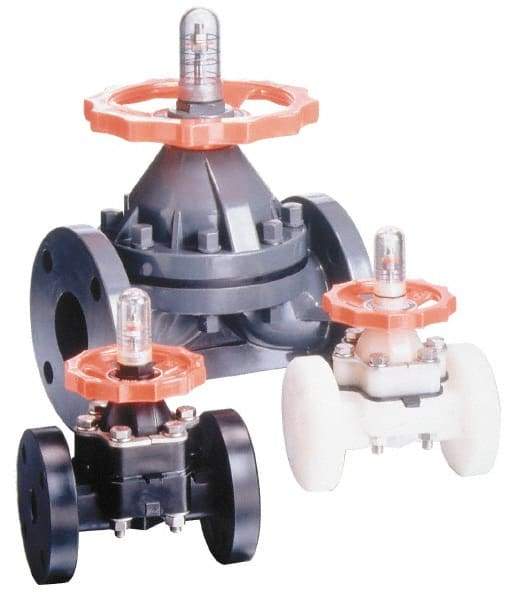 Simtech - 3" Pipe, 150 Max psi, Diaphragm Valve - Flanged End Connection, PVC, Viton Seal - Benchmark Tooling