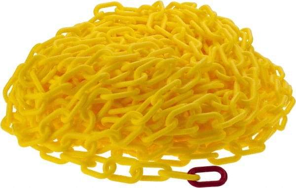 PRO-SAFE - 100' Long x 2" Wide Plastic Heavy-Duty Chain - Yellow - Benchmark Tooling