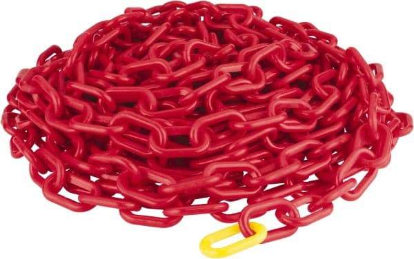 PRO-SAFE - 50' Long x 2" Wide Plastic Heavy-Duty Chain - Red - Benchmark Tooling