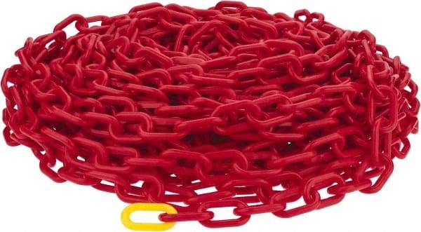 PRO-SAFE - 100' Long x 2" Wide Plastic Heavy-Duty Chain - Red - Benchmark Tooling