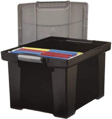 Storex - 1 Compartment, 18-1/2" Wide x 10-7/8" High x 14-1/4" Deep, Portable Storage Box - Plastic, Black/Silver - Benchmark Tooling