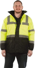 Utility Pro Wear - Size M Cold Weather & High Visibility Parka - Yellow, Polyester & Teflon, Zipper, Snaps Closure - Benchmark Tooling