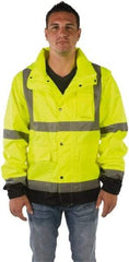 Utility Pro Wear - Size 3XL, Yellow, Rain Jacket - 5 Pockets, Attached Hood - Benchmark Tooling