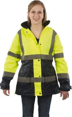 Utility Pro Wear - Size S Cold Weather & High Visibility Parka - Yellow, Polyester & Teflon, Zipper, Snaps Closure - Benchmark Tooling