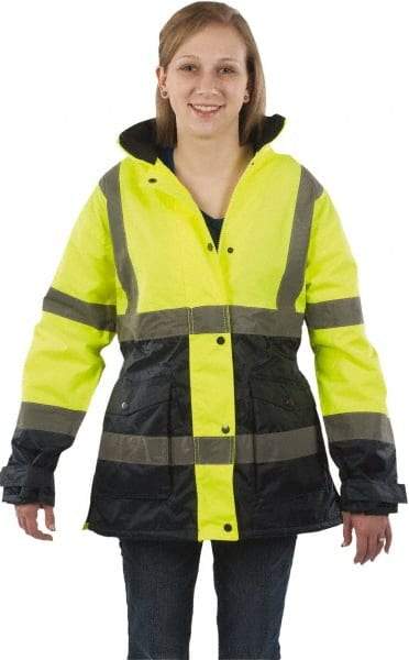 Utility Pro Wear - Size XL Cold Weather & High Visibility Parka - Yellow, Polyester & Teflon, Zipper, Snaps Closure - Benchmark Tooling