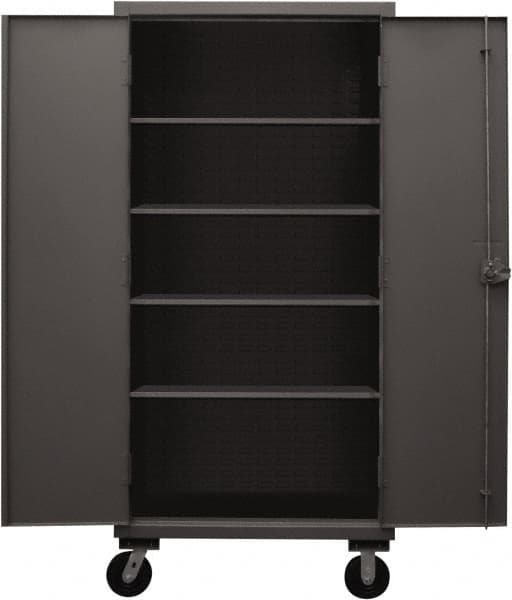 Durham - 4 Shelf Mobile Storage Cabinet - Steel, 36" Wide x 24" Deep x 80" High, Gray - Benchmark Tooling