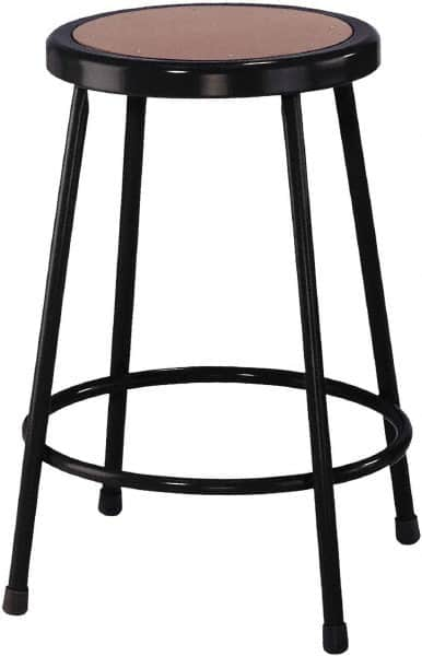 NPS - 24 Inch High, Stationary Fixed Height Stool - 14 Inch Deep x 14 Inch Wide, Hardboard Seat, Black - Benchmark Tooling