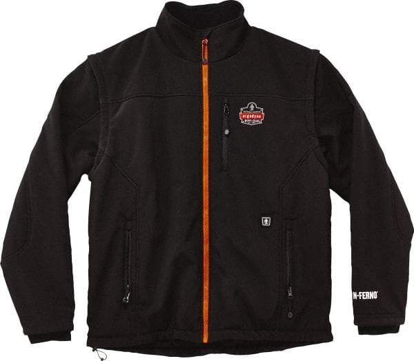 Ergodyne - Size XL Heated & Cold Weather Jacket - Black, Polyester, Zipper Closure, 42 to 46" Chest - Benchmark Tooling