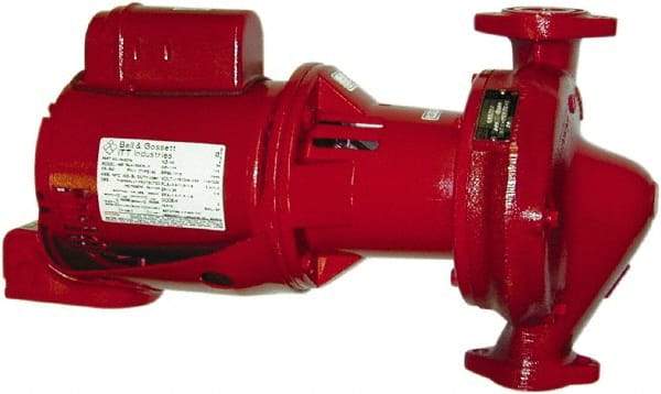 Bell & Gossett - 1-1/2 hp, 3 Phase, Cast Iron Housing, Bronze Impeller, Inline Circulator Pump - 208/230/460 Volt, 60 Hz, Flanges Included, 175 Max psi, Open Drip Proof Motor - Benchmark Tooling