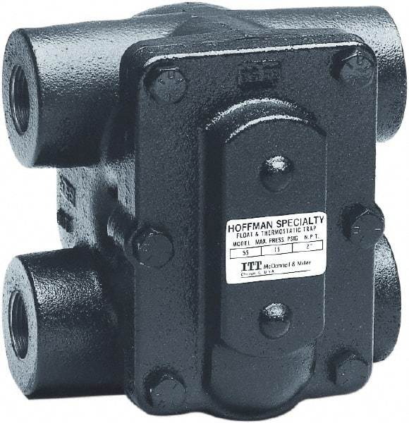 Hoffman Speciality - 2 Port, 1-1/2" Pipe, Stainless Steel Float & Thermostatic Steam Trap - 75 Max psi - Benchmark Tooling