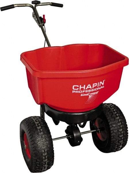 Chapin - 100 Lb Stainless Steel Walk Behind Broadcast Landscape Spreader - 14" Pneumatic Wheels - Benchmark Tooling