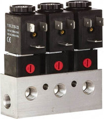 ARO/Ingersoll-Rand - 1/8", CAT Series 3-Way 2-Position Bar Manifold Stacking Solenoid Valve - 24 VDC, 0.062 CV Rate, 3.275" High x 4" Long - Benchmark Tooling